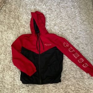 Guess Red and Black Zip Up Windbreaker